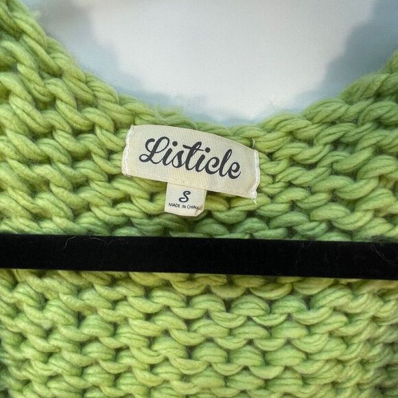 Listicle Green Pink Orange Colorblock Pocketed Soft Knit Cardigan Sweater Small - Picture 2 of 8